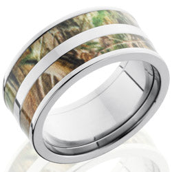 Style 103612: Titanium 10mm Flat Band with 2 3mm of Realtree AP Camo