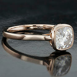 Style 103335: The Boston Bezel Cushion Cut Engagement Ring With Leaf Under Bezel Design
