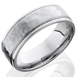 Style 103663: Cobalt Chrome 7.5mm Flat Band with Grooved Edges and Milgrain