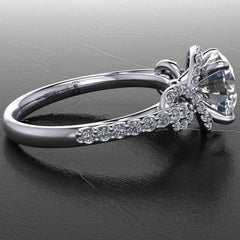 Style 103316: Ribbon Engagement Ring With A Pave Set Diamond Halo And Band