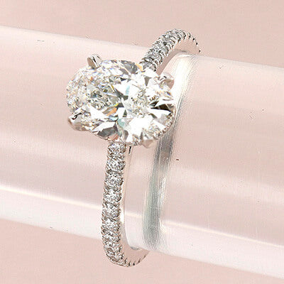 Victoria Engagement Ring for Oval Center with Lab Diamond Pavé Diamond Band and Under Bezel Style 103342