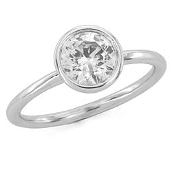 Style 10366-7.5mm: Delicate Round Bezel Set Engagement Ring