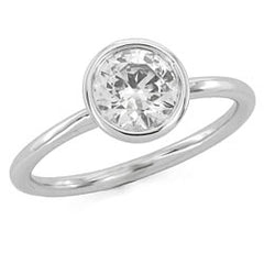 Style 10366-7.5mm: Delicate Round Bezel Set Engagement Ring