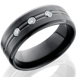 Style 103888: Zirconium 8mm Beveled Band with Domed Center and .05ct White Round Diamonds