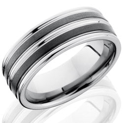 Style 103854: Ceramic and Tungsten 8mm Flat Band