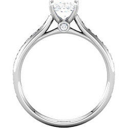 Style 102252: Radiant Shaped Engagement Ring With Round Diamond Side Stones