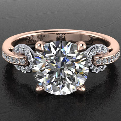 Style 103314: Ribbon Engagement Ring With Pave Set Round Diamonds