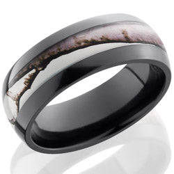 Style 103894: Zirconium 8mm domed band with 4mm Real Tree AP Snow pattern