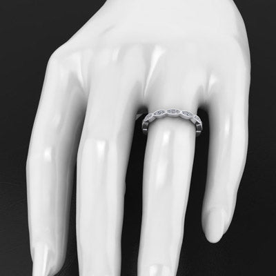 Style 103355: Scalloped Wedding Band With Milgrained Edges And Round Lab Diamonds