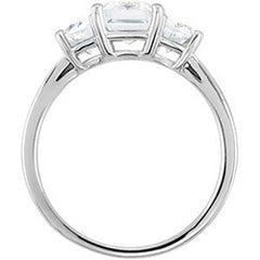 Style 102295: Three Stone Radiant Shaped Ring With Two Half Moon Diamonds