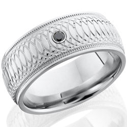 Style 103781: Cobalt Chrome 9mm domed band with grooved edges with milgrain on either side.