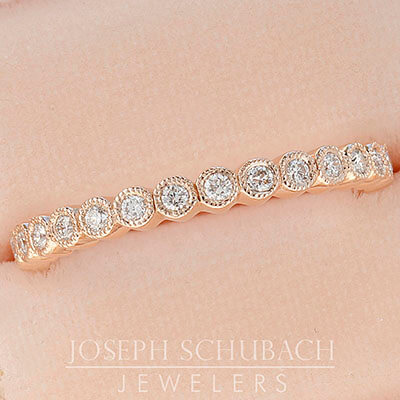 Style 103370: Milgrained bezel set round lab diamond eternity band, approx .28ct t.w., 2.3mm wide