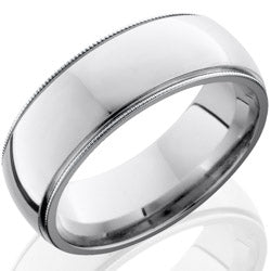 Style 103721: Cobalt Chrome 8mm Domed Band with Milgrain