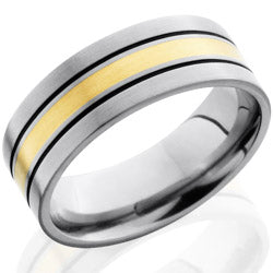 Style 103559: Titanium 8mm Flat Band with 2mm 14KY