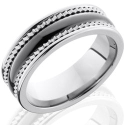 Style 103858: Ceramic and Tungsten 7mm Faceted Band
