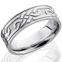 Style 103685: Cobalt Chrome 7mm Flat Band with Celtic Pattern