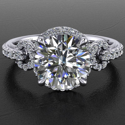 Ribbon Engagement Ring With A Pavé Set Lab Diamond Halo And Band Style 103316