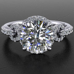 Ribbon Engagement Ring With A Pavé Set Lab Diamond Halo And Band Style 103316