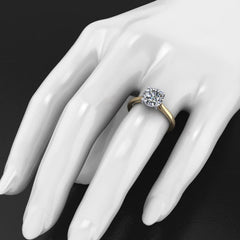 Classic Tapered Round Cathedral Solitaire Engagement Ring with Surprise Accent Diamond Style 103323