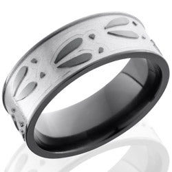 Style 103915: Zirconium 8mm Flat Band with Deer Track Pattern