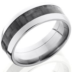 Style 103598: Titanium 8mm Domed Band with 4mm of Carbon Fiber