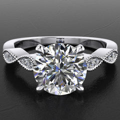 Style 103305: Scalloped Cathedral Engagement Ring With Diamond Accents And Milgrained Edges