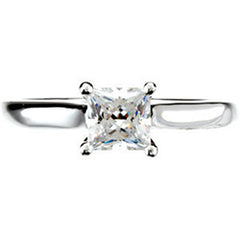 Style 102273: Princess Cut Cathedral Solitaire Engagement Ring With Diamond Accents