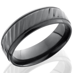Style 103871: Zirconium 7mm Beveled Band with Milgrain and Striped Pattern