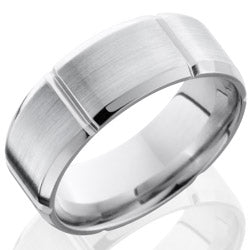 Style 103698: Cobalt Chrome 8mm Beveled Band with Segmented Pattern