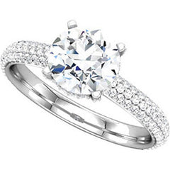 Four Prong Engagement Ring with Diamonds