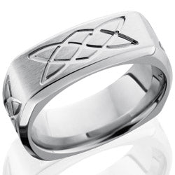 Style 103777: Cobalt Chrome 9mm Beveled Square Band with Celtic Knot