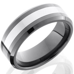 Style 103851: Ceramic and Tungsten 8mm Beveled Band