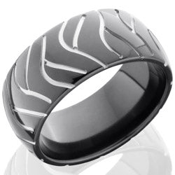 Style 103864: Zirconium 10mm Domed Band with Tire Tread Pattern