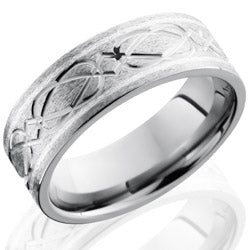 Style 103561: Titanium 8mm Flat Band with 1mm SS and Celtic Pattern