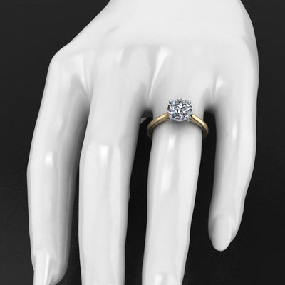 Classic Tapered Round Cathedral Solitaire Engagement Ring with Surprise Accent Diamond Style 103323
