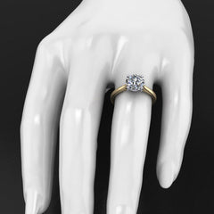 Classic Tapered Round Cathedral Solitaire Engagement Ring with Surprise Accent Diamond Style 103323