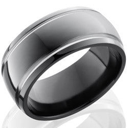 Style 103862: Zirconium 10mm Domed Band with two 1mm Grooves