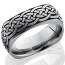 Style 103982: Titanium 8mm domed square band with laser carved celtic pattern