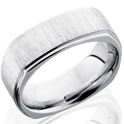 Style 103749: Cobalt Chrome 8mm Flat, Square Band with Grooved Edges