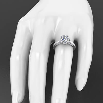 Cathedral Solitaire Engagement Ring With Lab Diamond Leaf Basket Style 103306
