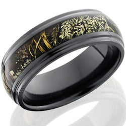 Style 103902: Zirconium 8mm domed with grooved edges with 4mm Real Tree Max1 pattern