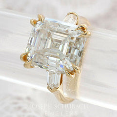 Style 104601: Custom Made Manhattan Three Stone Asscher Cut Engagement Ring with Bullet Side Stones
