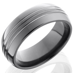 Style 103897: Zirconium 8mm Domed Band with three .5mm Grooves