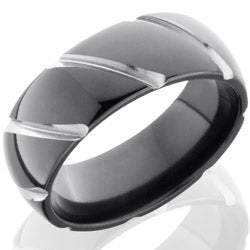 Style 103905: Zirconium 8mm Domed Band with Striped Pattern