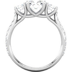 Style 102249-6.5mm: Round Three Stone Ring With Diamond Side Stones