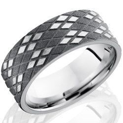 Style 103736: Cobalt Chrome 8mm Flat Band with Argyle Pattern