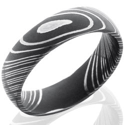Style 103966: Damascus Steel 6mm Domed Band