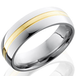 Style 103672: Cobalt Chrome 7mm Domed Band with 2mm 14KY