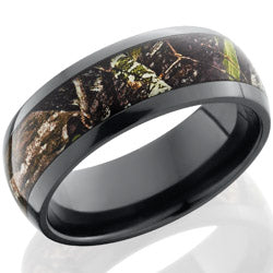 Style 103895: Zirconium 8mm domed band with 5mm Mossy Oak Obsession pattern
