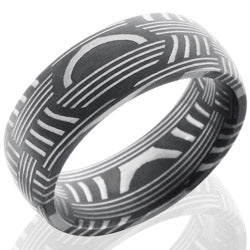 Style 103821: Basket Patterned Damascus Steel 8mm Domed Band